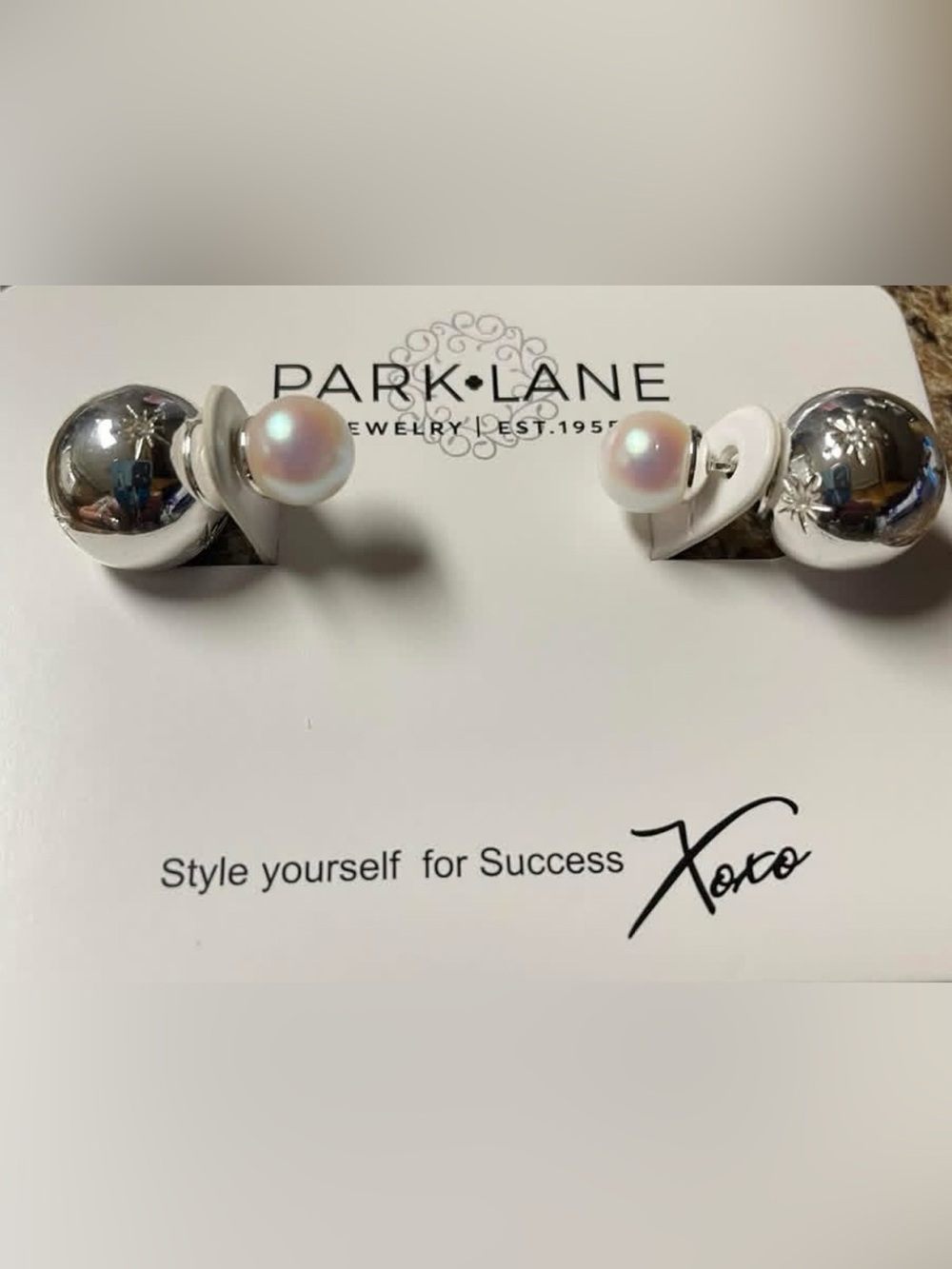 Park Lane Silver and Pearl Dovey Holiday Reversible Stud Earrings
